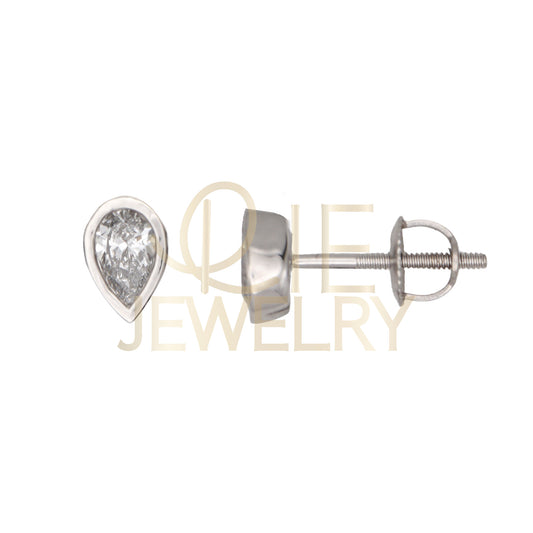 14k White Gold 0.5 CTW Lab Grown Diamond Fashion Bezel Pear Stud Earrings