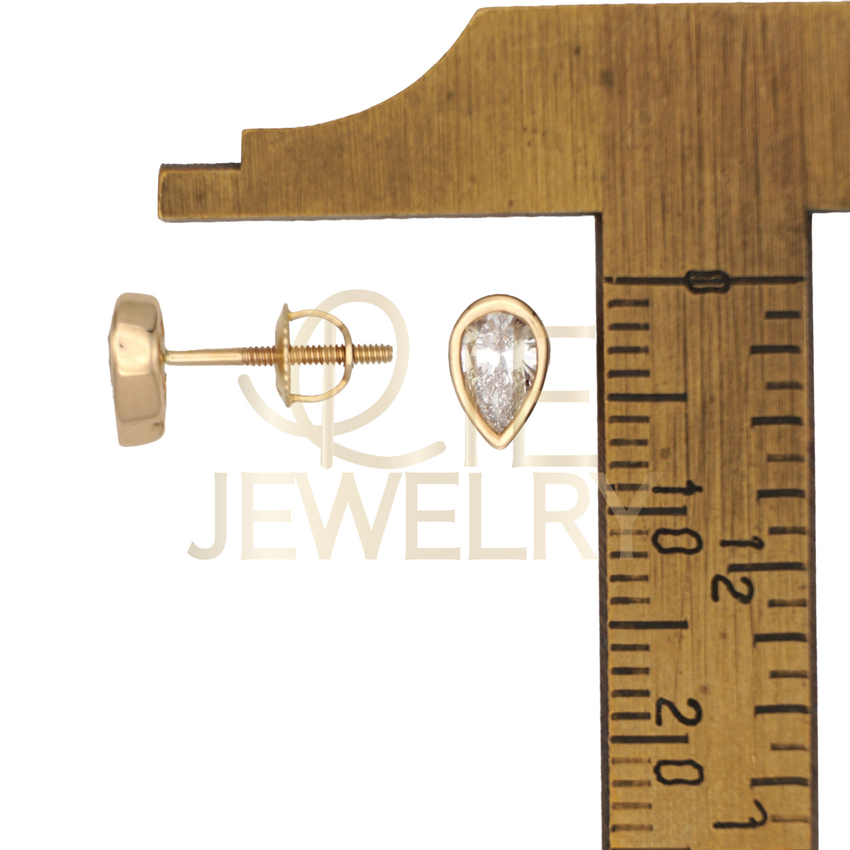 14k Yellow Gold 0.5 CTW Lab Grown Diamond Fashion Bezel Pear Stud Earrings