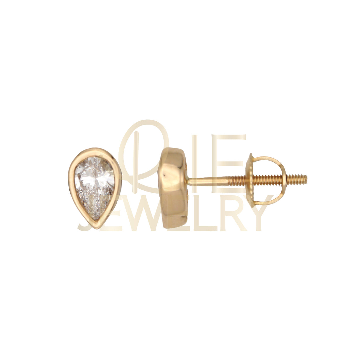 14k Yellow Gold 0.5 CTW Lab Grown Diamond Fashion Bezel Pear Stud Earrings