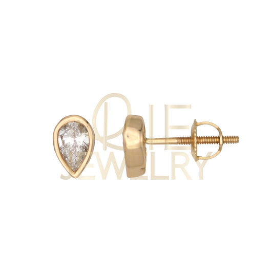 14k Yellow Gold 0.5 CTW Lab Grown Diamond Fashion Bezel Pear Stud Earrings