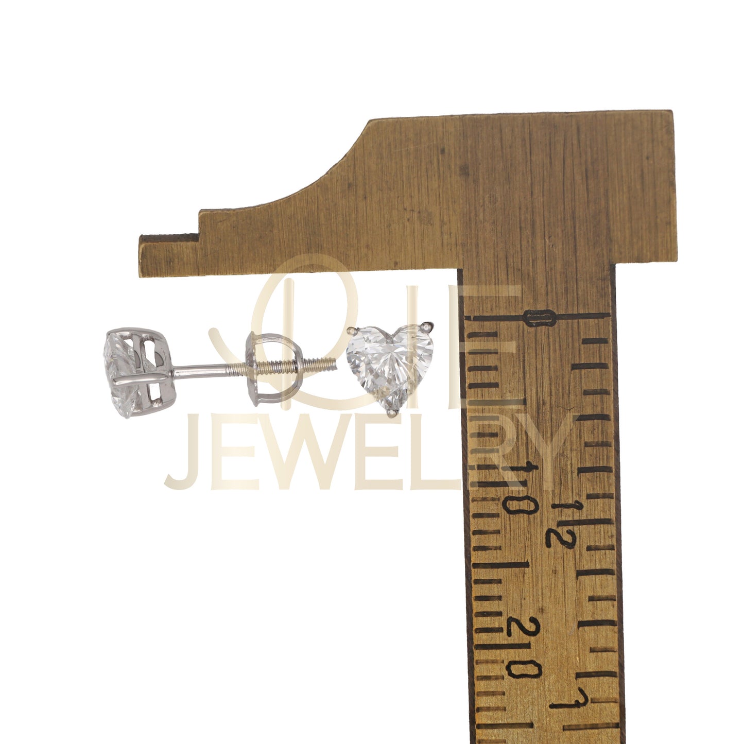 14k White Gold 1 CTW Lab Grown Diamond Heart  Solitaire Stud Earrings