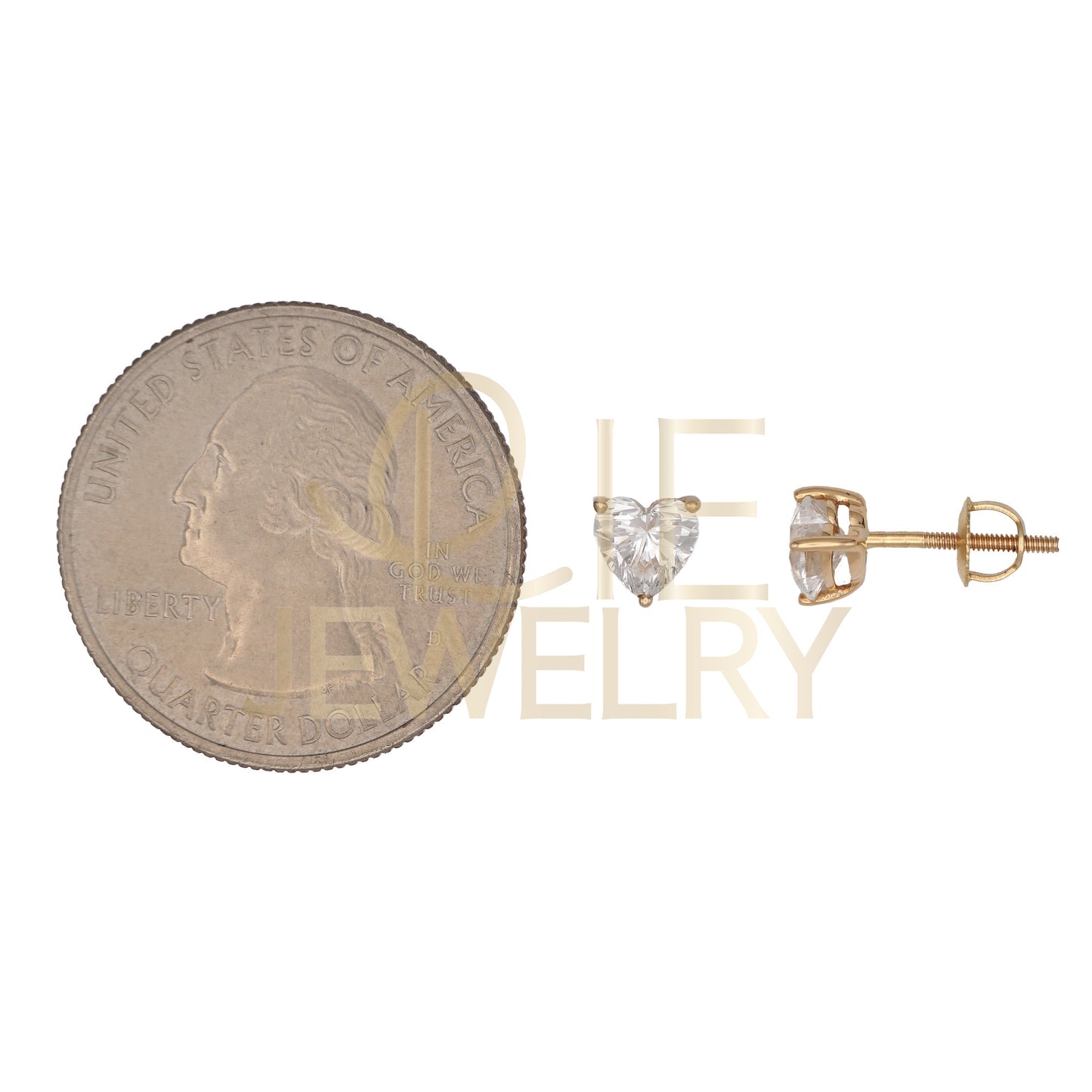 14k Yellow Gold 1 CTW Lab Grown Diamond Heart Solitaire Stud Earrings