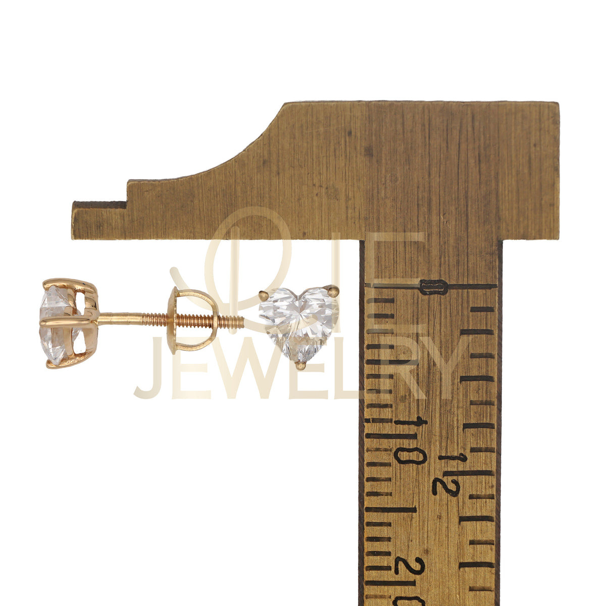 14k Yellow Gold 1 CTW Lab Grown Diamond Heart Solitaire Stud Earrings