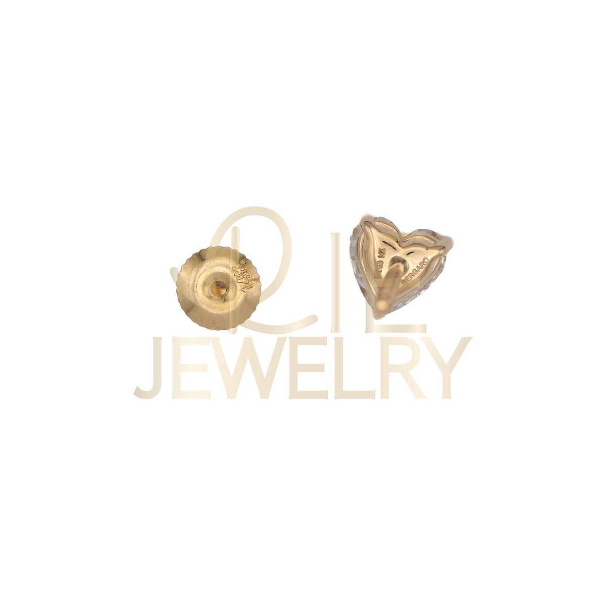 14k Yellow Gold 1 CTW Lab Grown Diamond Heart Solitaire Stud Earrings