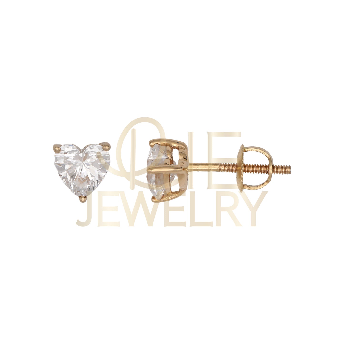 14k Yellow Gold 1 CTW Lab Grown Diamond Heart Solitaire Stud Earrings