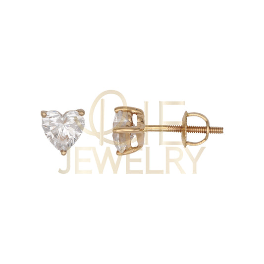 14k Yellow Gold 1 CTW Lab Grown Diamond Heart Solitaire Stud Earrings