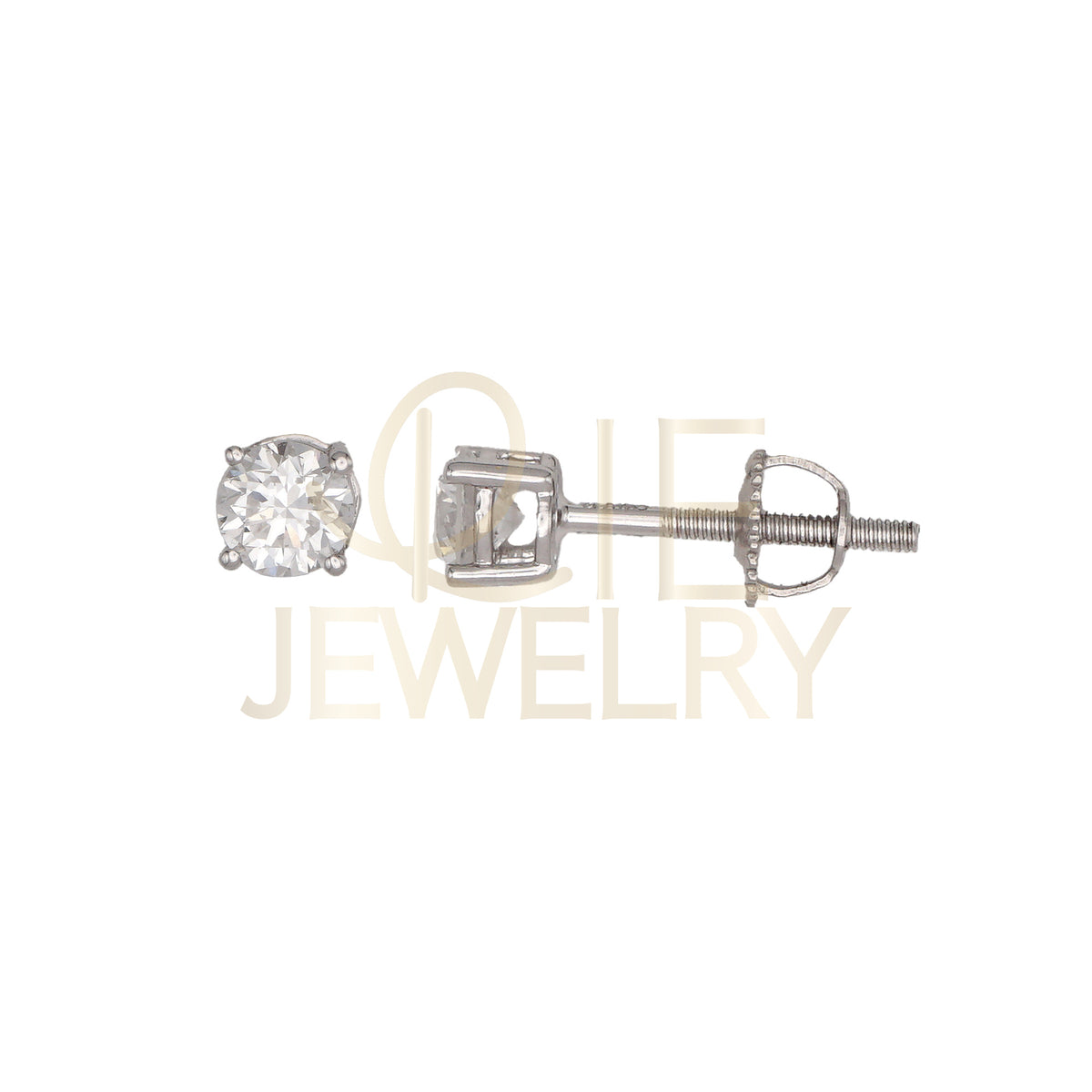 14k White Gold 0.5 CTW Lab Grown Diamond Round Solitaire Stud Earrings