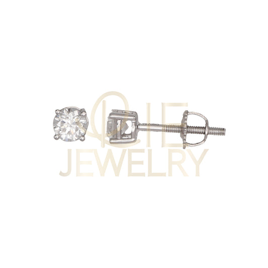 14k White Gold 0.5 CTW Lab Grown Diamond Round Solitaire Stud Earrings