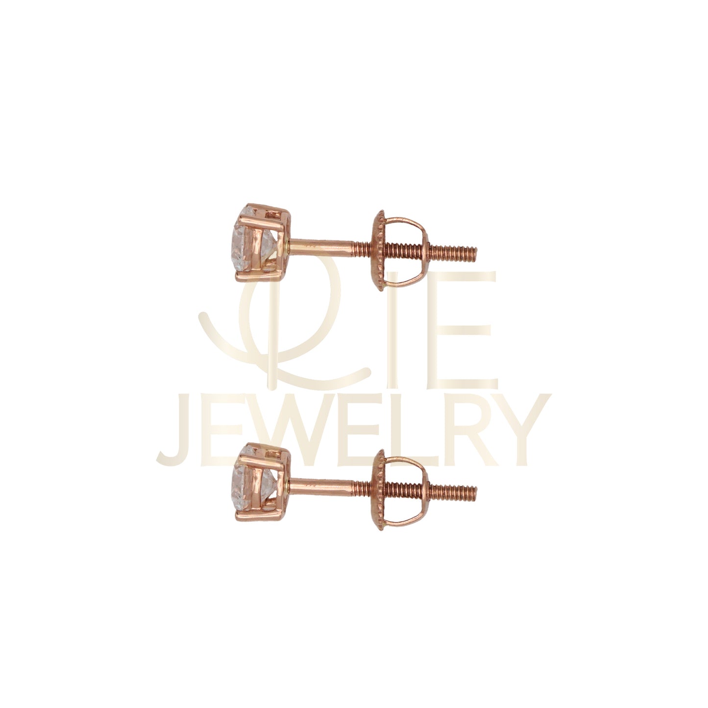 14k Rose Gold 0.5 CTW Lab Grown Diamond Round Solitaire Stud Earrings