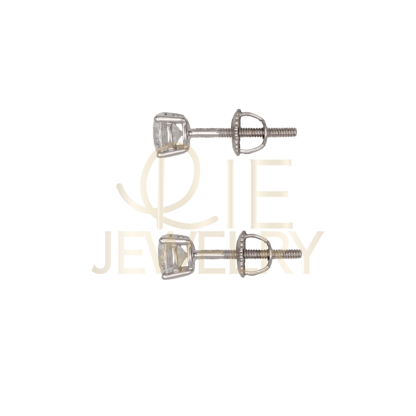 14k White Gold 0.75 CTW Lab Grown Diamond Round Solitaire Stud Earrings