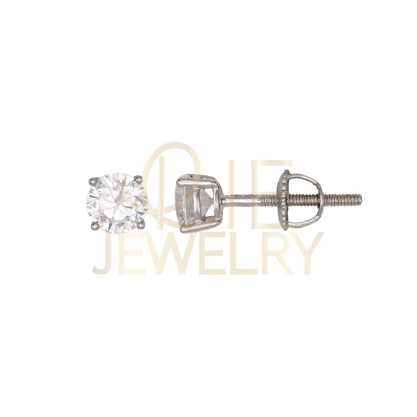 14k White Gold 0.75 CTW Lab Grown Diamond Round Solitaire Stud Earrings