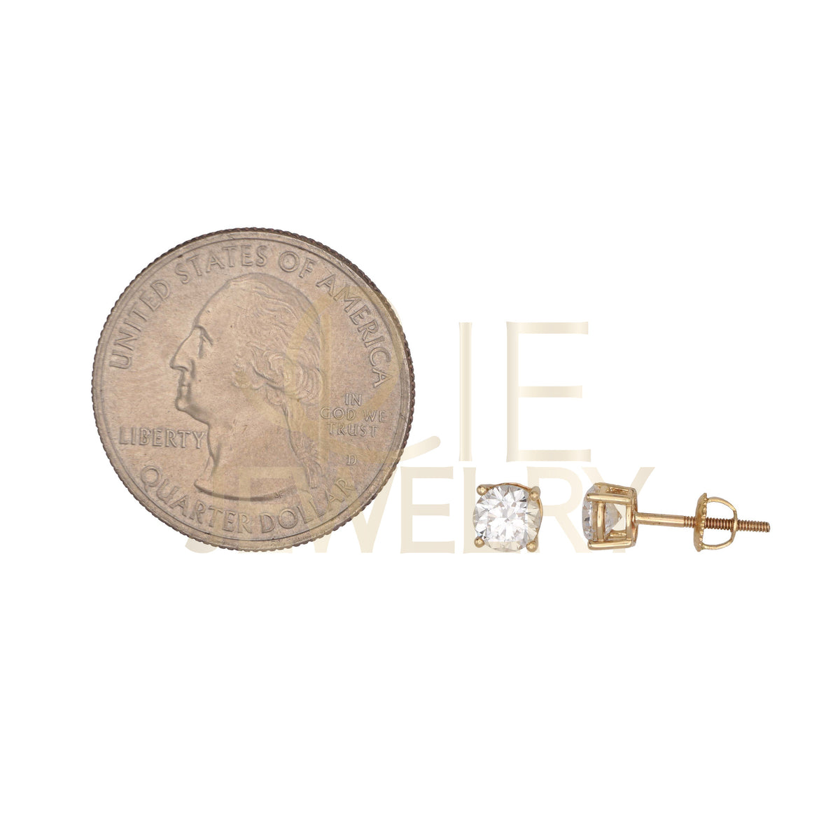 14k Yellow Gold 0.875 CTW Lab Grown Diamond Round Solitaire Stud Earrings