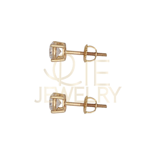 14k Yellow Gold 0.875 CTW Lab Grown Diamond Round Solitaire Stud Earrings