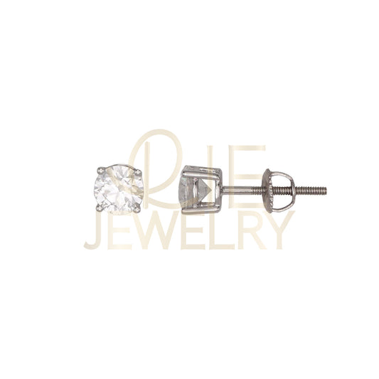 14k White Gold 1 CTW Lab Grown Diamond Round Solitaire Stud Earrings