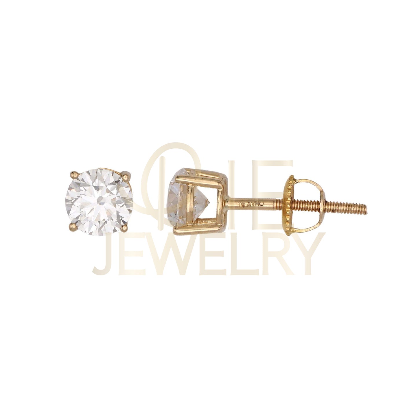 14k Yellow Gold 1 CTW Lab Grown Diamond Round Solitaire Stud Earrings
