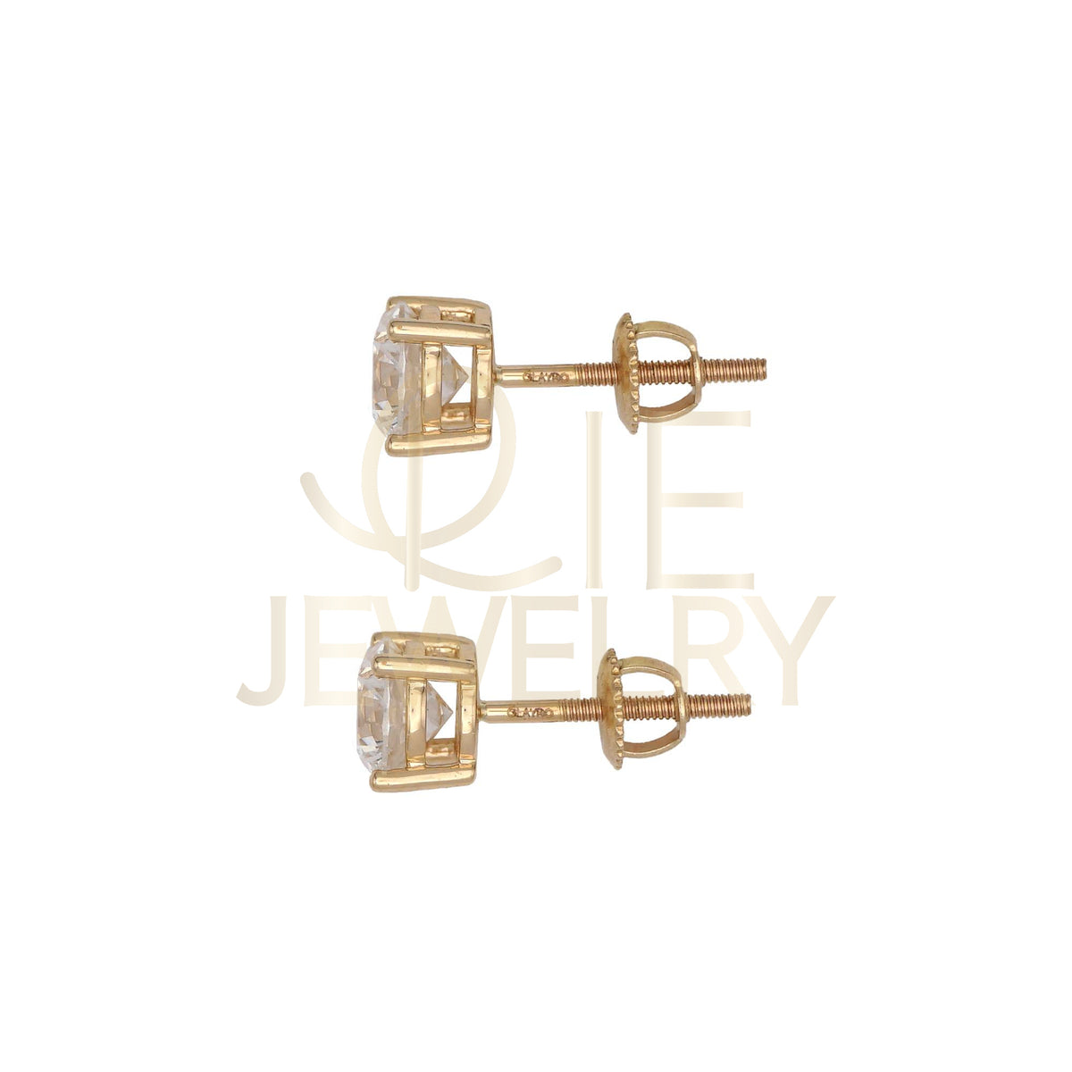 14k Yellow Gold 1.5 CTW Lab Grown Diamond Round Solitaire Stud Earrings