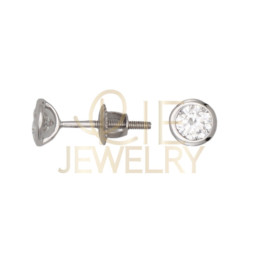 14k White Gold 0.5 CTW Lab Grown Diamond Round Bezel Solitarie Stud Earrings
