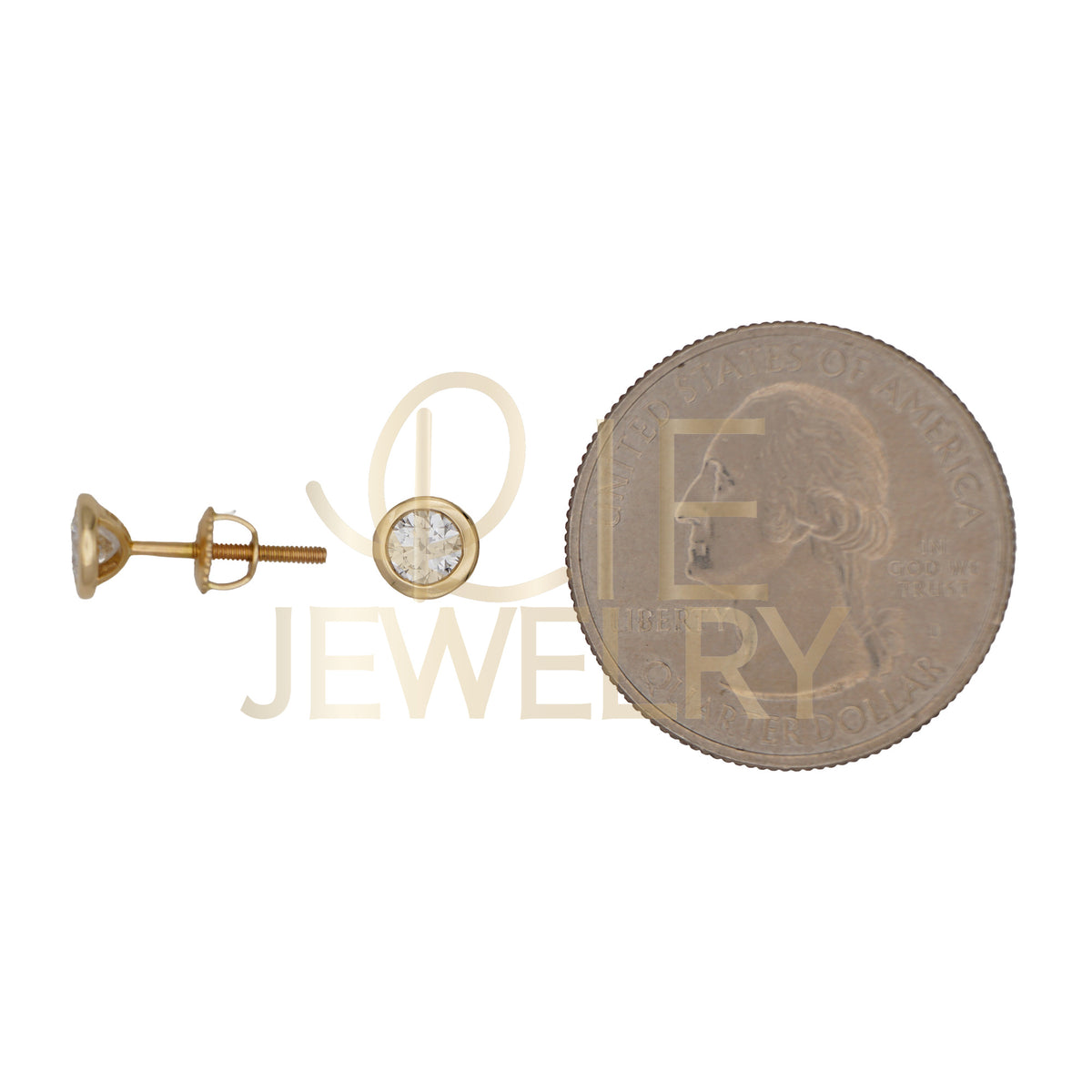 14k Yellow Gold 0.5 CTW Lab Grown Diamond Round Bezel Solitarie Stud Earrings