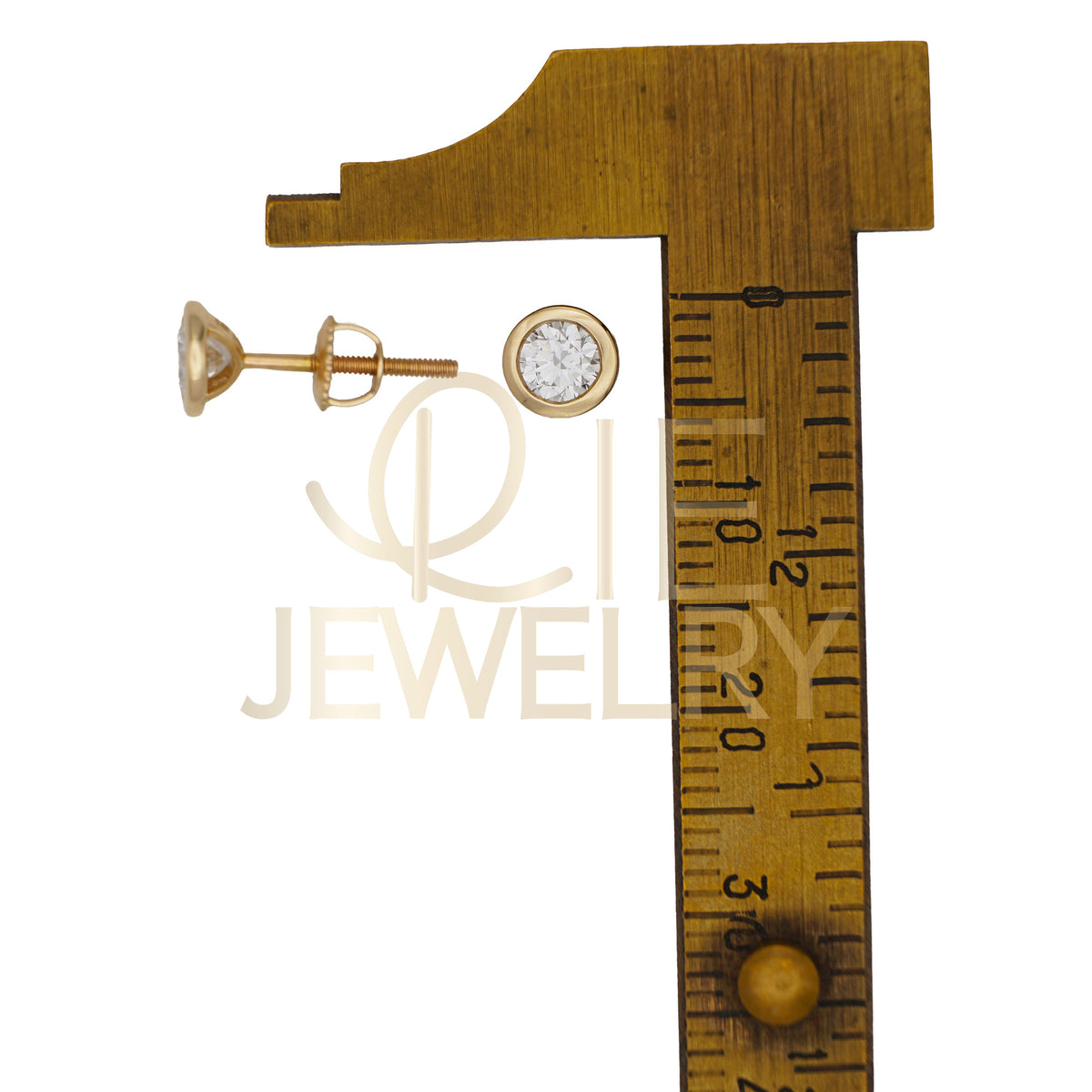 14k Yellow Gold 0.5 CTW Lab Grown Diamond Round Bezel Solitarie Stud Earrings