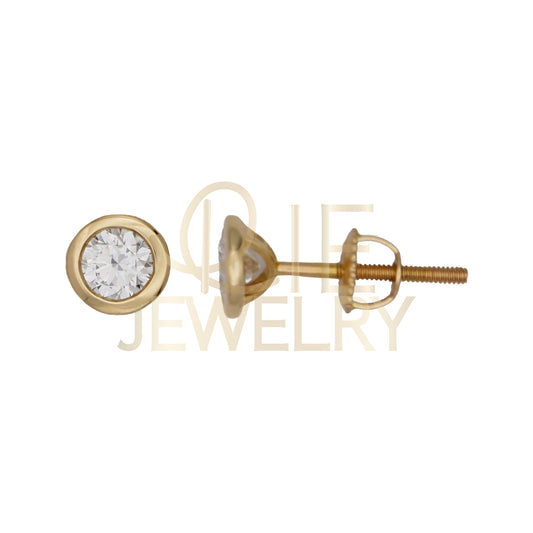 14k Yellow Gold 0.5 CTW Lab Grown Diamond Round Bezel Solitarie Stud Earrings