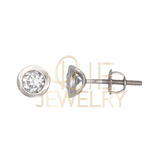 14k White Gold 0.625 CTW Lab Grown Diamond Round Bezel Solitarie Stud Earrings
