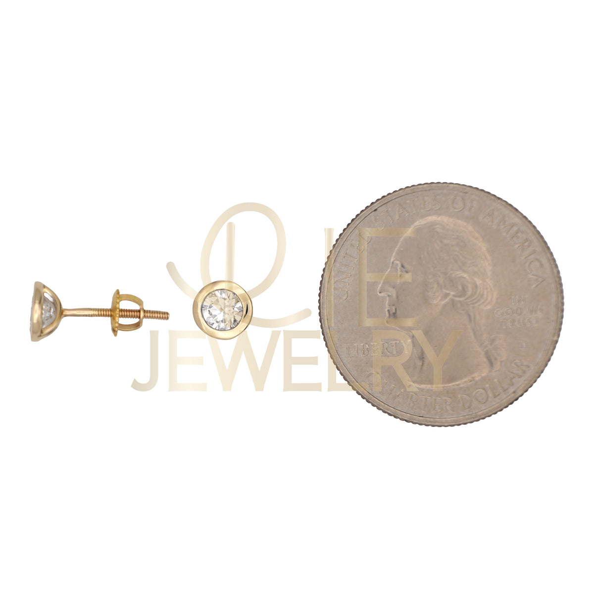 14k Yellow Gold 0.625 CTW Lab Grown Diamond Round Bezel Solitarie Stud Earrings
