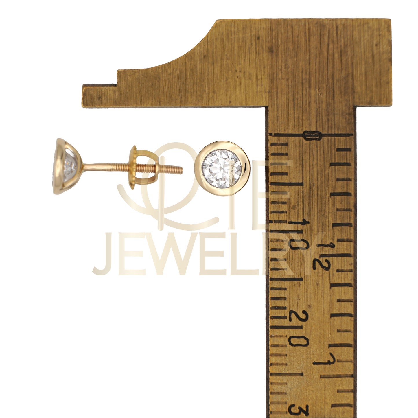 14k Yellow Gold 0.625 CTW Lab Grown Diamond Round Bezel Solitarie Stud Earrings