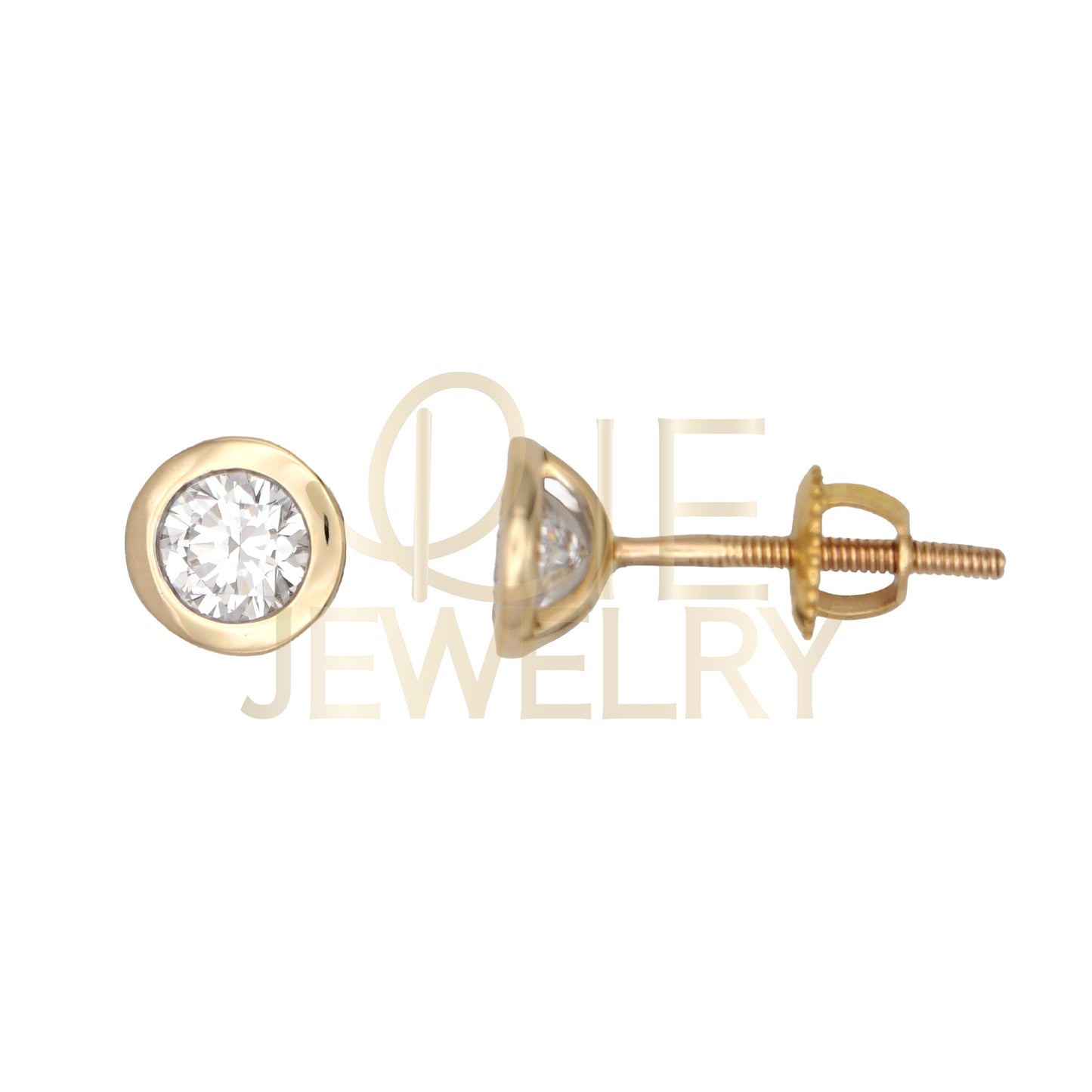 14k Yellow Gold 0.625 CTW Lab Grown Diamond Round Bezel Solitarie Stud Earrings