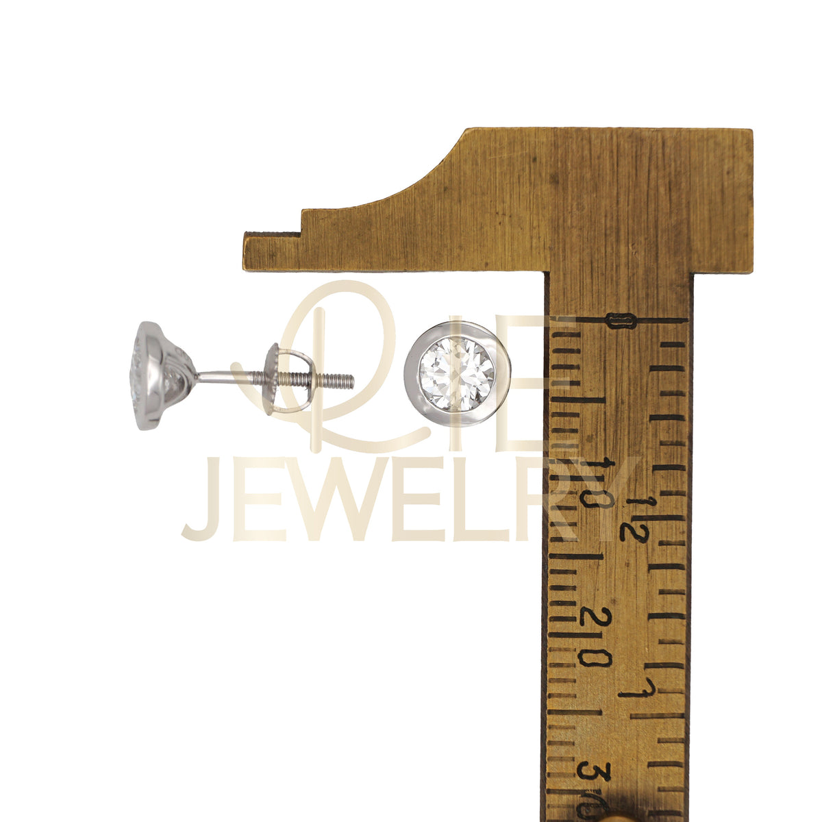 14k White Gold 1 CTW Lab Grown Diamond Round Bezel Solitarie Stud Earrings