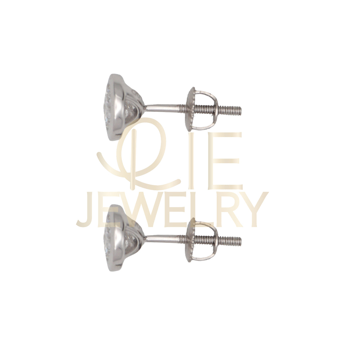 14k White Gold 1 CTW Lab Grown Diamond Round Bezel Solitarie Stud Earrings