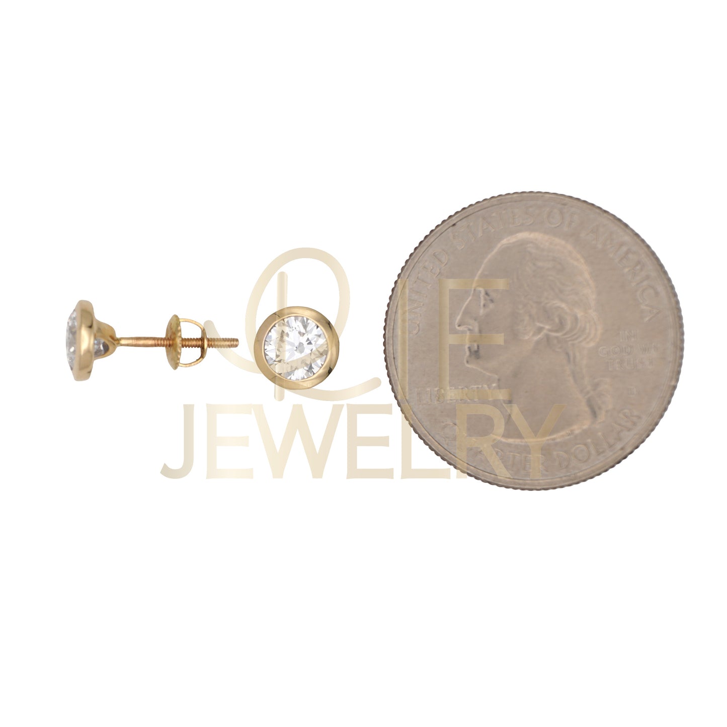 14k Yellow Gold 1 CTW Lab Grown Diamond Round Bezel Solitarie Stud Earrings