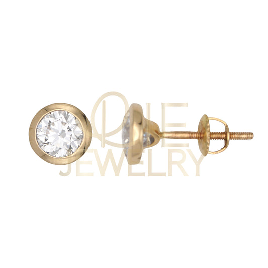 14k Yellow Gold 1 CTW Lab Grown Diamond Round Bezel Solitarie Stud Earrings