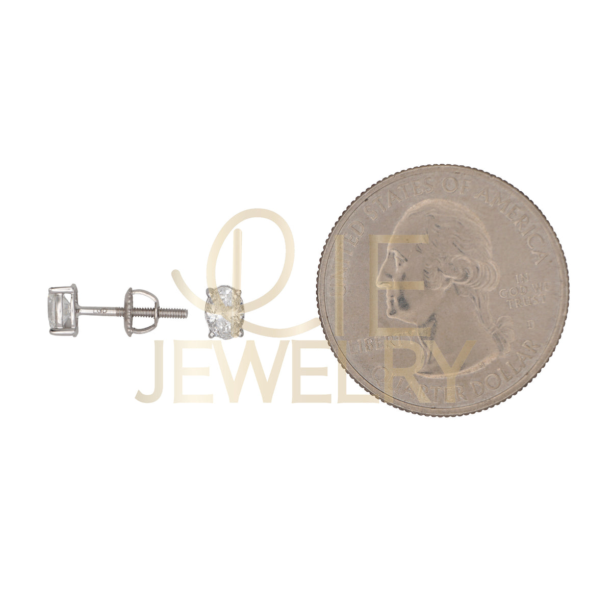 14k White Gold 0.5 CTW Lab Grown Diamond Oval Solitarie Stud Earrings