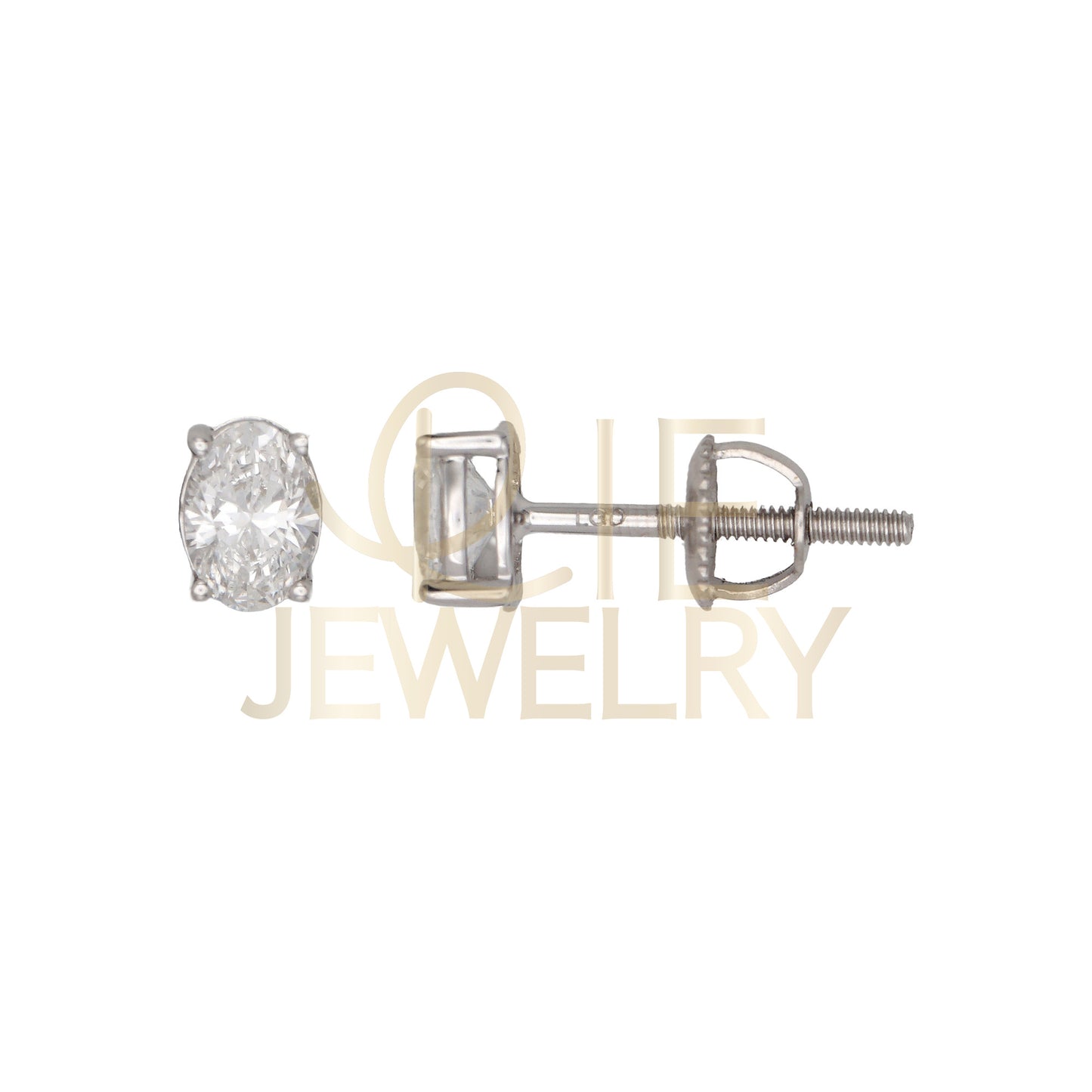 14k White Gold 0.5 CTW Lab Grown Diamond Oval Solitarie Stud Earrings