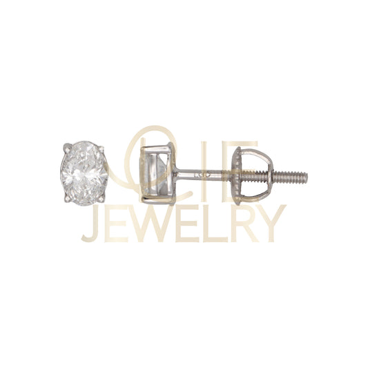 14k White Gold 0.5 CTW Lab Grown Diamond Oval Solitarie Stud Earrings