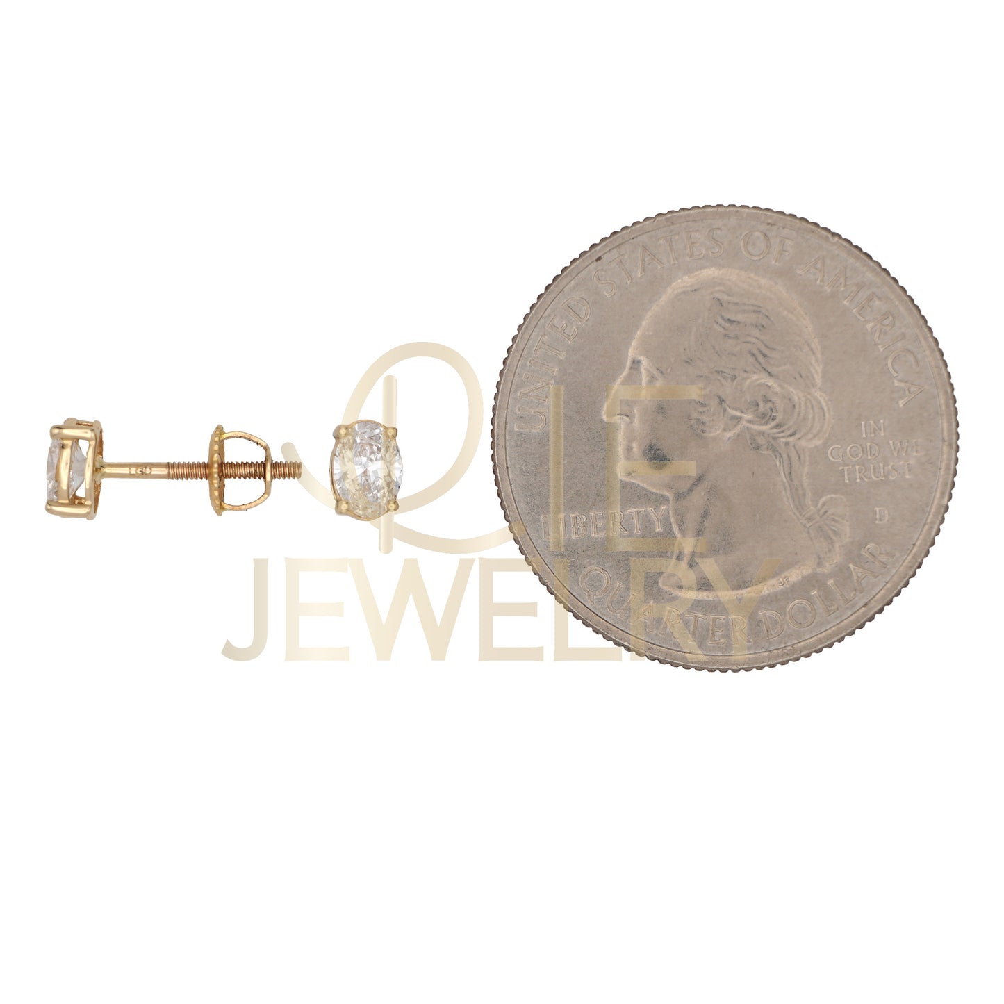 14k Yellow Gold 0.5 CTW Lab Grown Diamond Oval Solitaire Stud Earrings