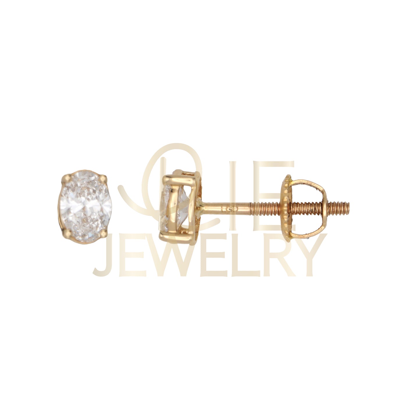 14k Yellow Gold 0.5 CTW Lab Grown Diamond Oval Solitaire Stud Earrings