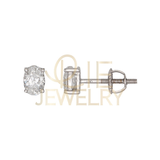 14k White Gold 0.625 CTW Lab Grown Diamond Oval Solitaire Stud Earrings