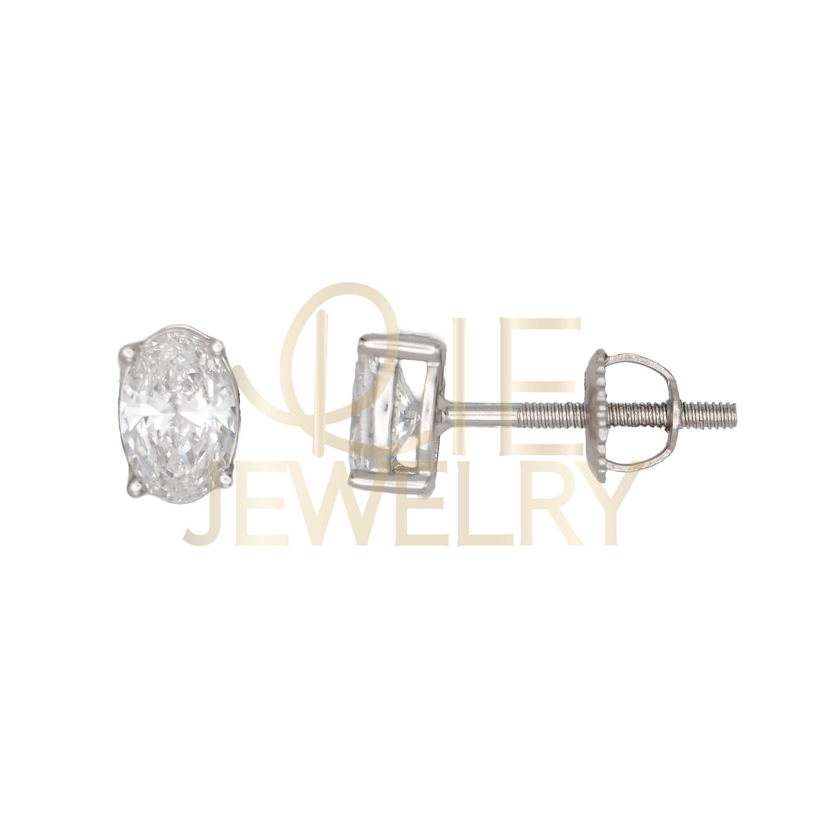 14k White Gold 0.75 CTW Lab Grown Diamond Oval Solitaire Stud Earrings