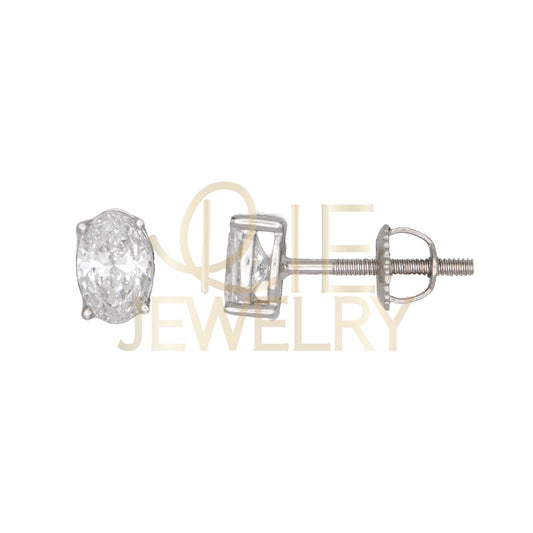 14k White Gold 0.75 CTW Lab Grown Diamond Oval Solitaire Stud Earrings