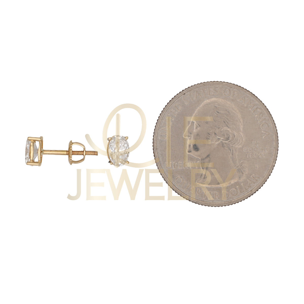 14k Yellow Gold 0.75 CTW Lab Grown Diamond Oval Solitaire Stud Earrings