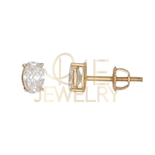 14k Yellow Gold 0.75 CTW Lab Grown Diamond Oval Solitaire Stud Earrings