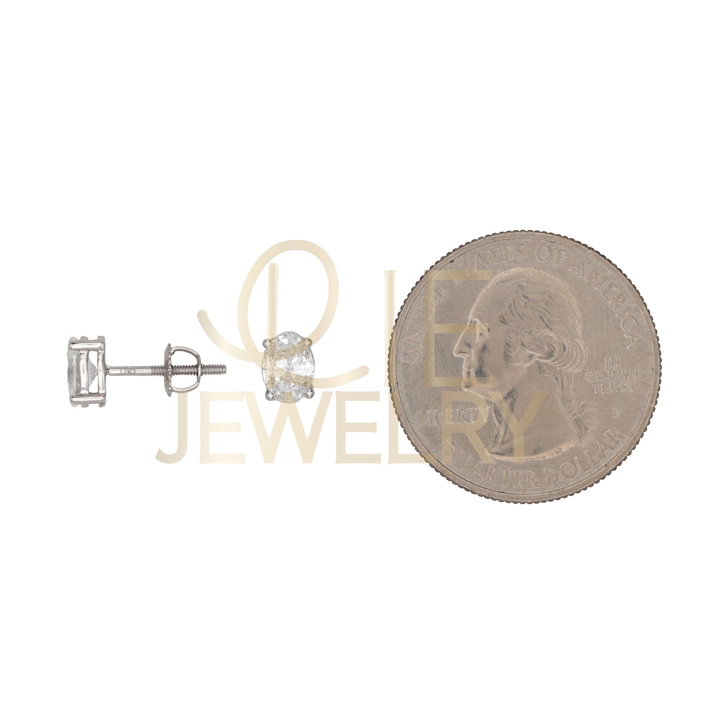 14k White Gold 1 CTW Lab Grown Diamond Oval Solitaire Stud Earrings