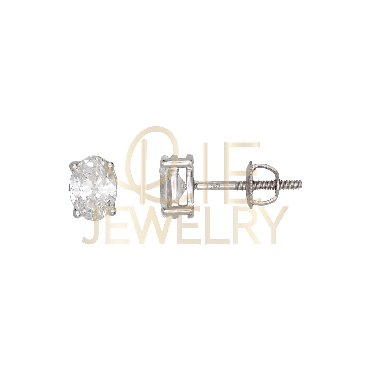 14k White Gold 1 CTW Lab Grown Diamond Oval Solitaire Stud Earrings