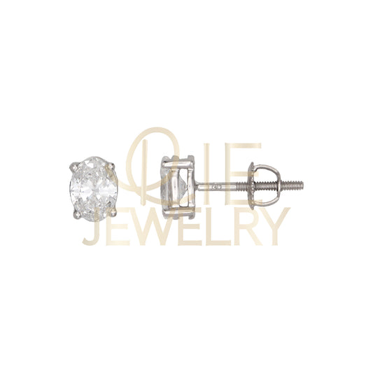 14k White Gold 1 CTW Lab Grown Diamond Oval Solitaire Stud Earrings