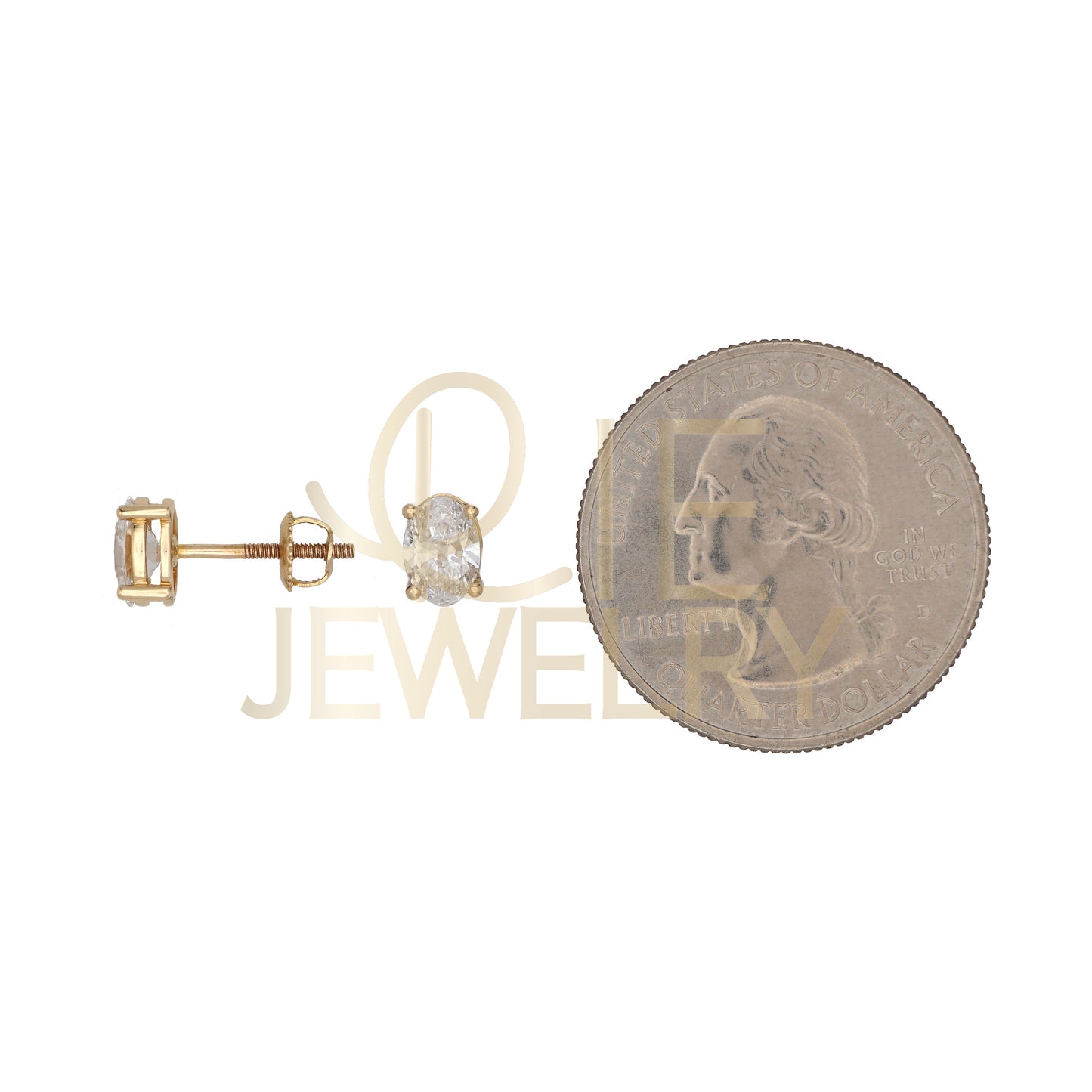 14k Yellow Gold 1 CTW Lab Grown Diamond Oval Solitaire Stud Earrings