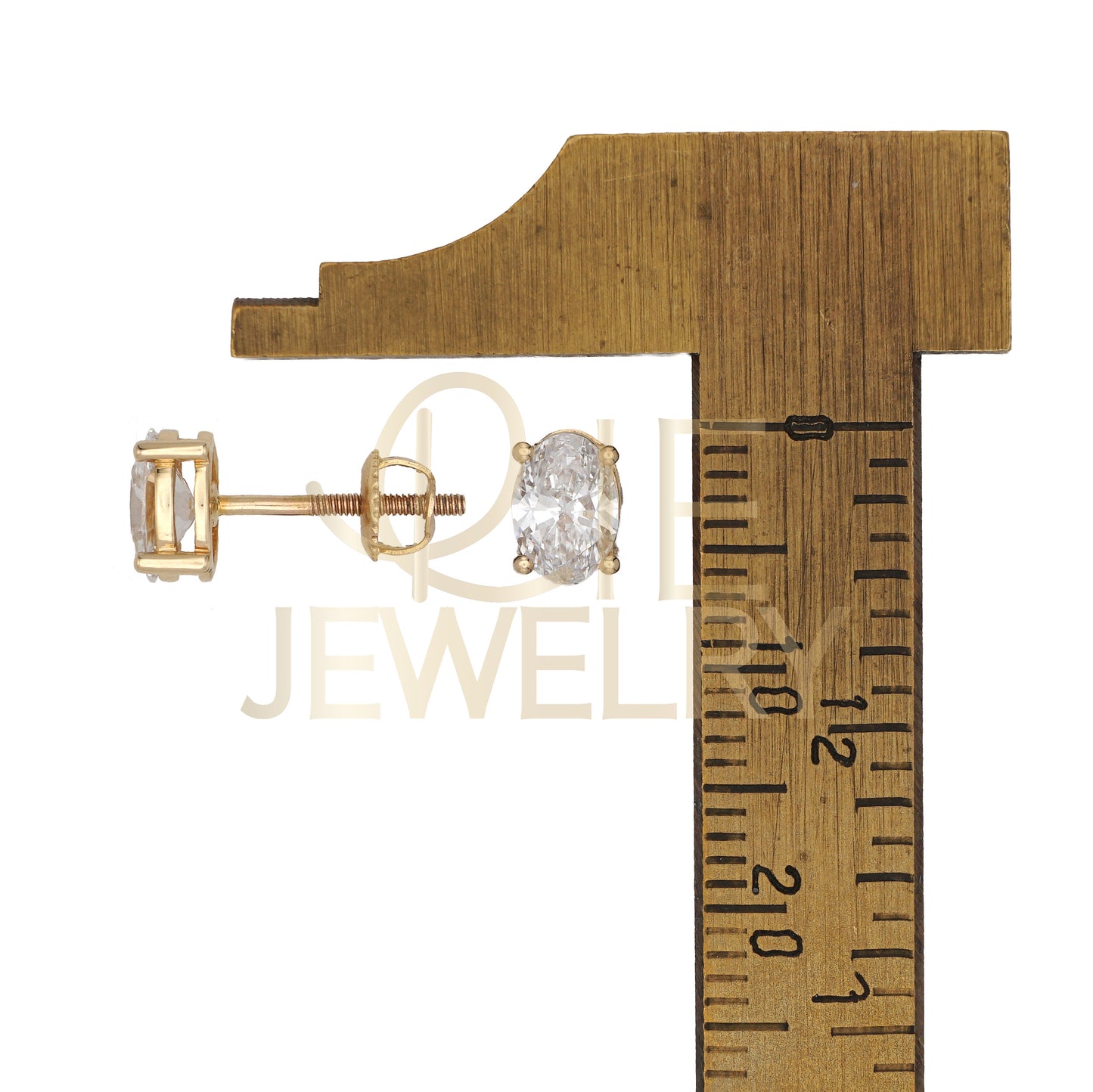 14k Yellow Gold 1 CTW Lab Grown Diamond Oval Solitaire Stud Earrings
