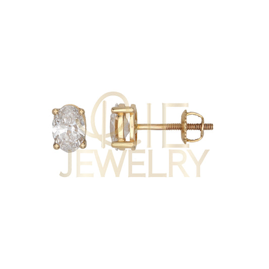14k Yellow Gold 1 CTW Lab Grown Diamond Oval Solitaire Stud Earrings