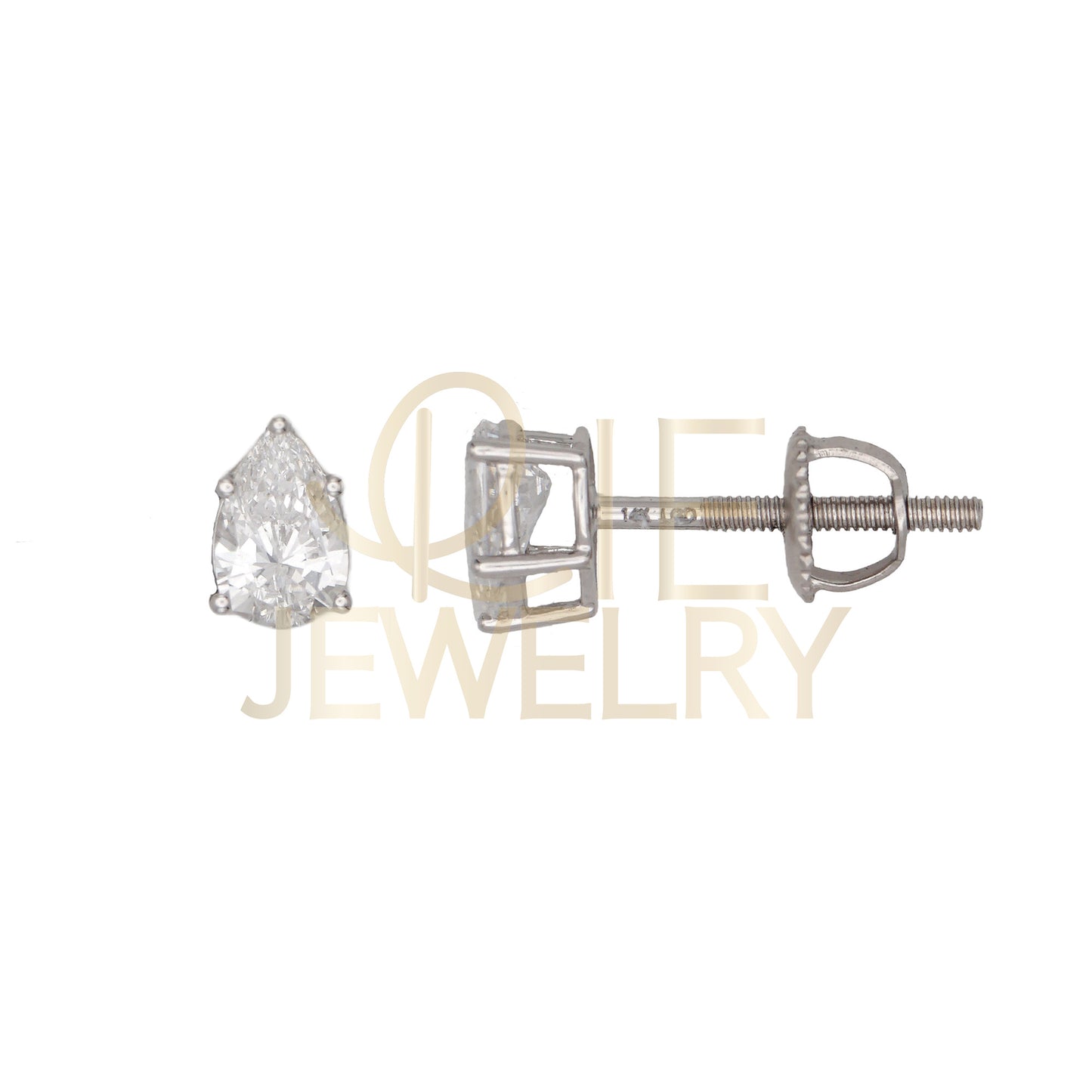 14k White Gold 0.5 CTW Lab Grown Diamond Pear Solitaire Stud Earrings
