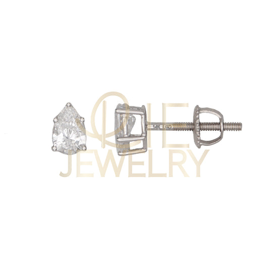 14k White Gold 0.5 CTW Lab Grown Diamond Pear Solitaire Stud Earrings